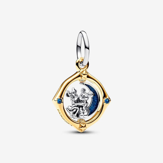 Charm Colgante Pandora Luna Giratoria en Dos Tonos Mickey Mouse & Minnie Mouse de Disney