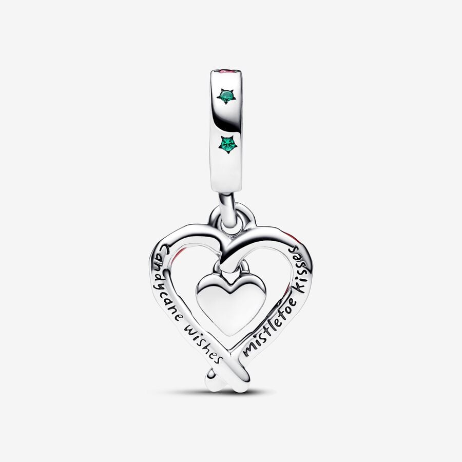 Charm Colgante Pandora Corazón Bastón Caramelo Doble de Navidad