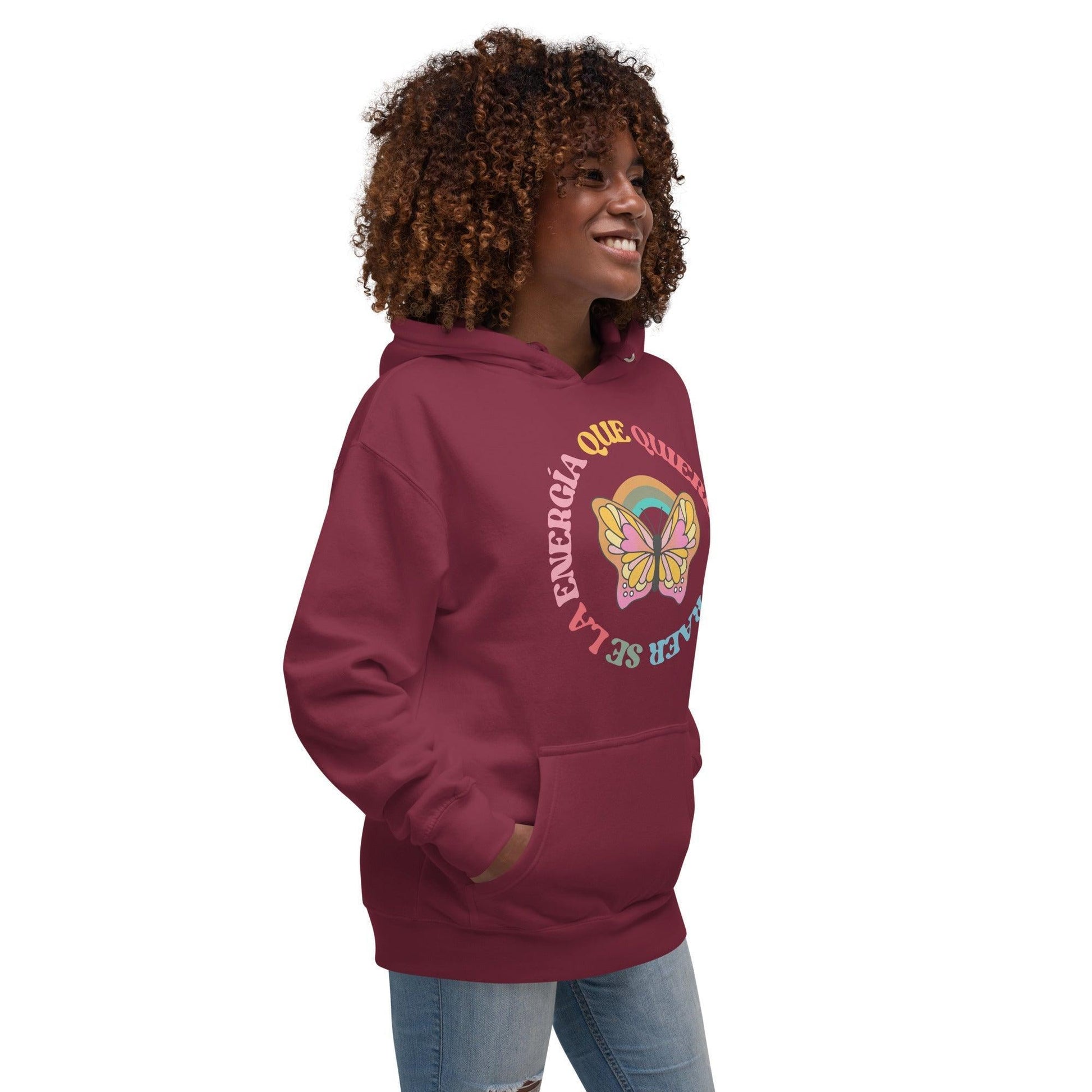 Sudadera con Capucha 'Mariposa Energética' - 100% Algodón con Bolsillo Frontal - Silvornique